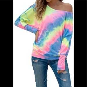 ☮️ Beautiful Tie Dye Long Sleeve Off shoulder Top